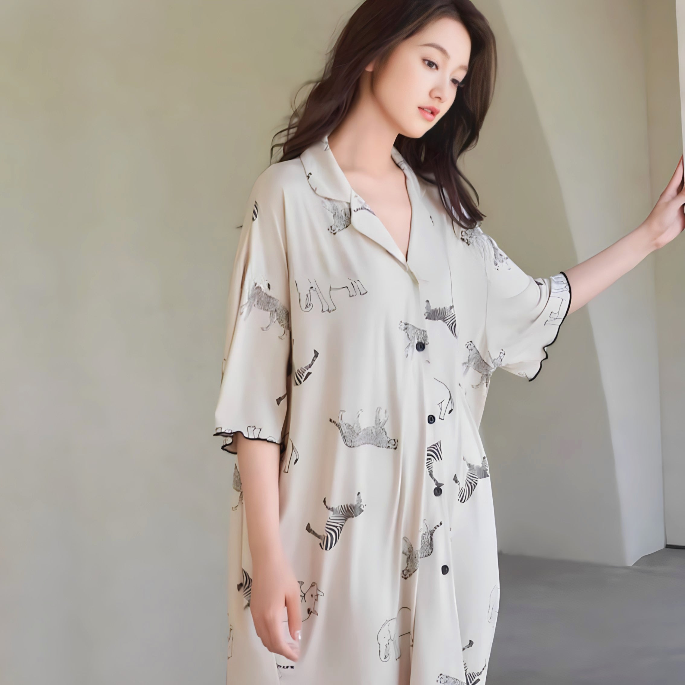 Animal Print Summer Pajama Dress