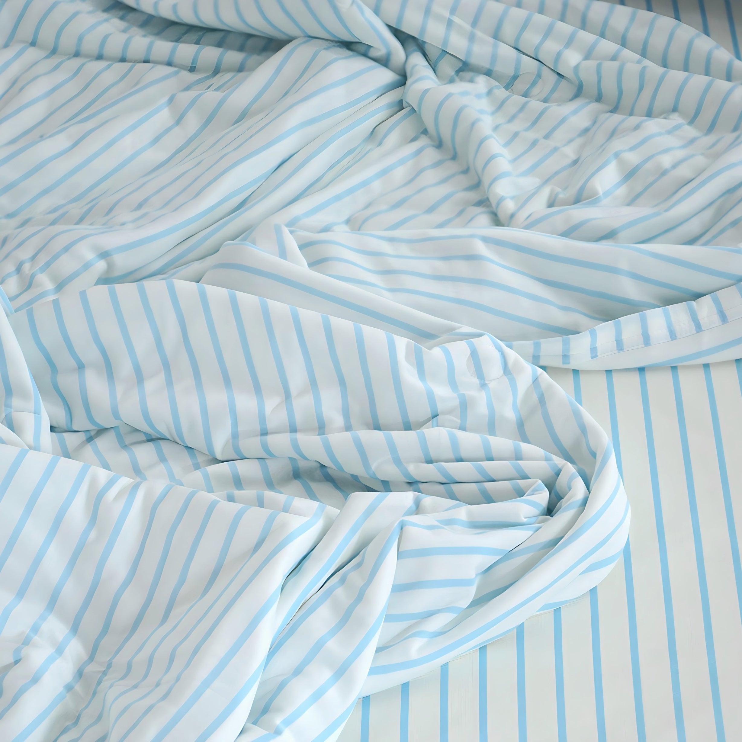 Summer Soft Stripe Quilt, Light Blue