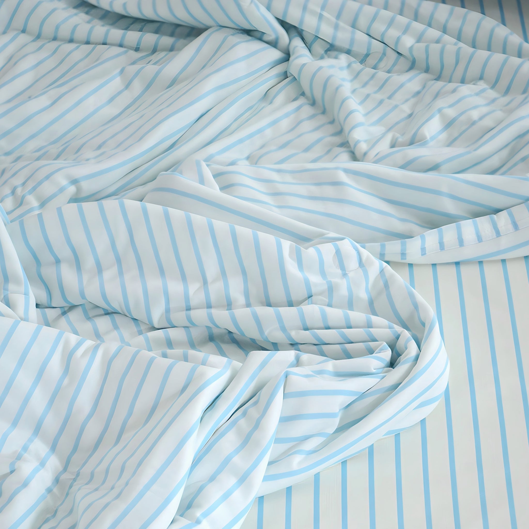 Summer Soft Stripe Quilt, Light Blue