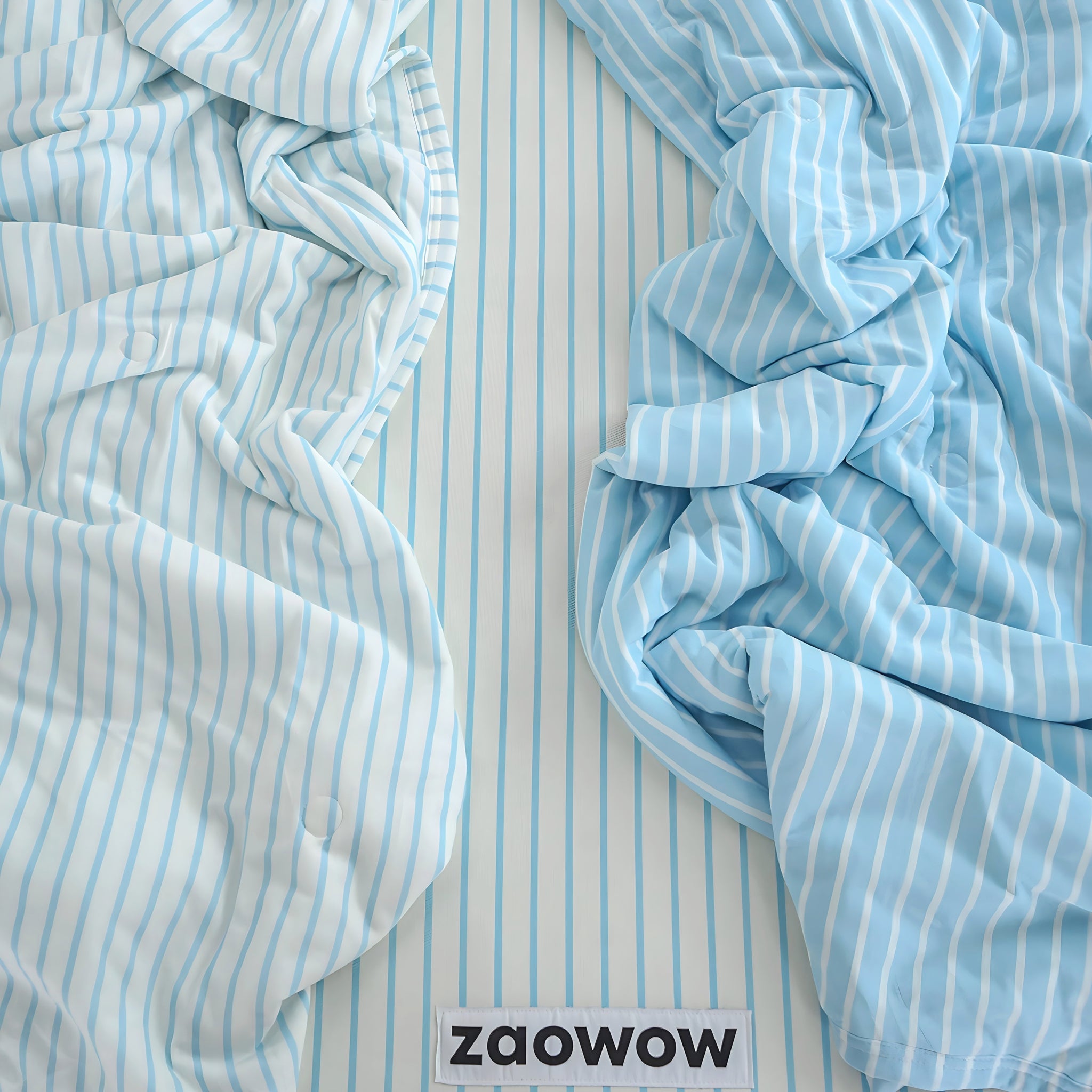 Summer Soft Stripe Quilt, Light Blue
