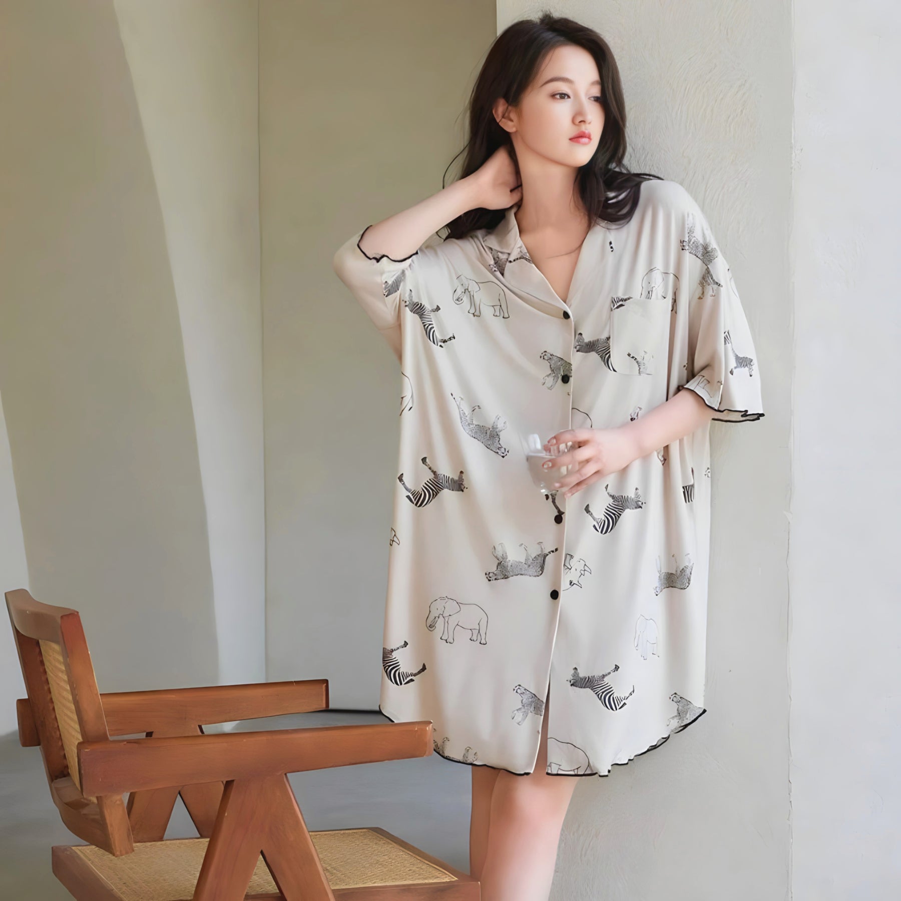 Animal Print Summer Pajama Dress