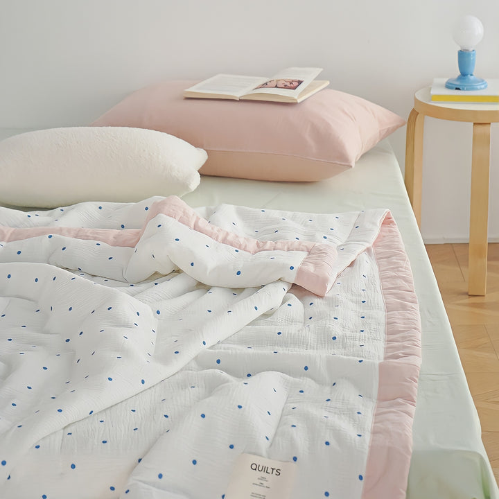 Dotted Soft Gauze Quilt Pink