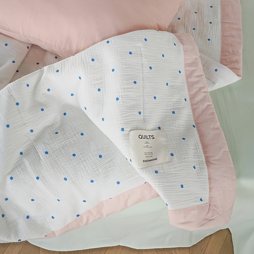 Dotted Soft Gauze Quilt Pink
