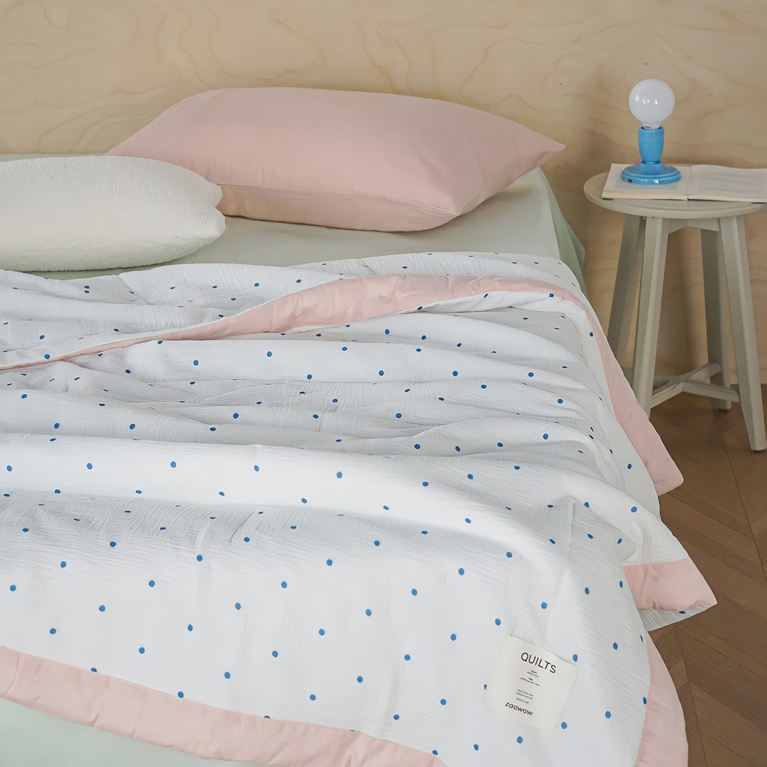 Dotted Soft Gauze Quilt Pink