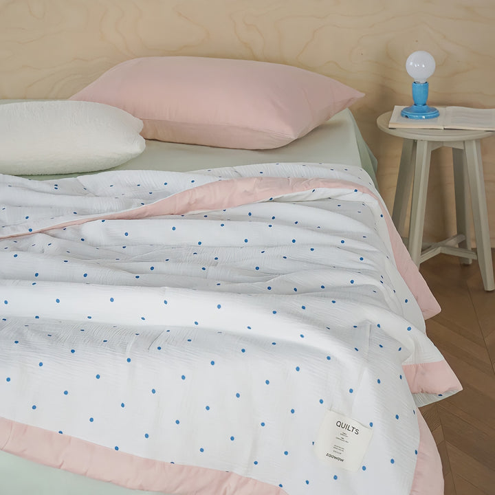 Dotted Soft Gauze Quilt Pink