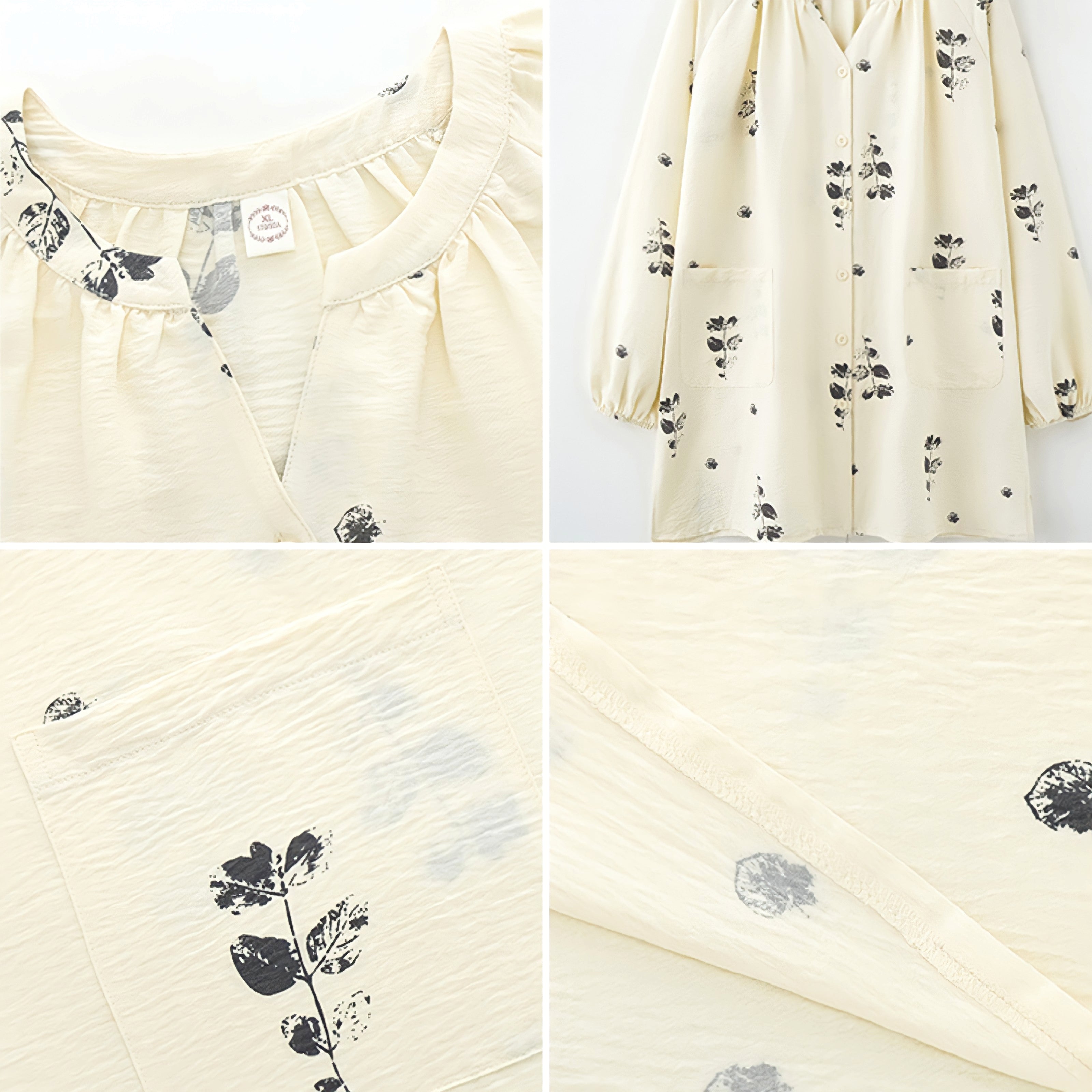 パッド付フラワープリントルーズシルエットパジャマ