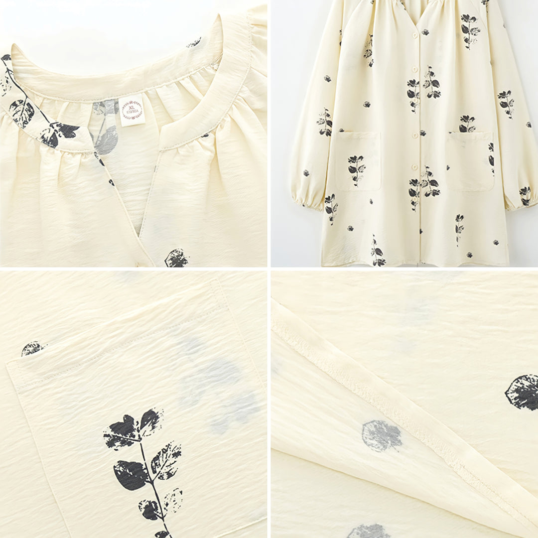 パッド付フラワープリントルーズシルエットパジャマ