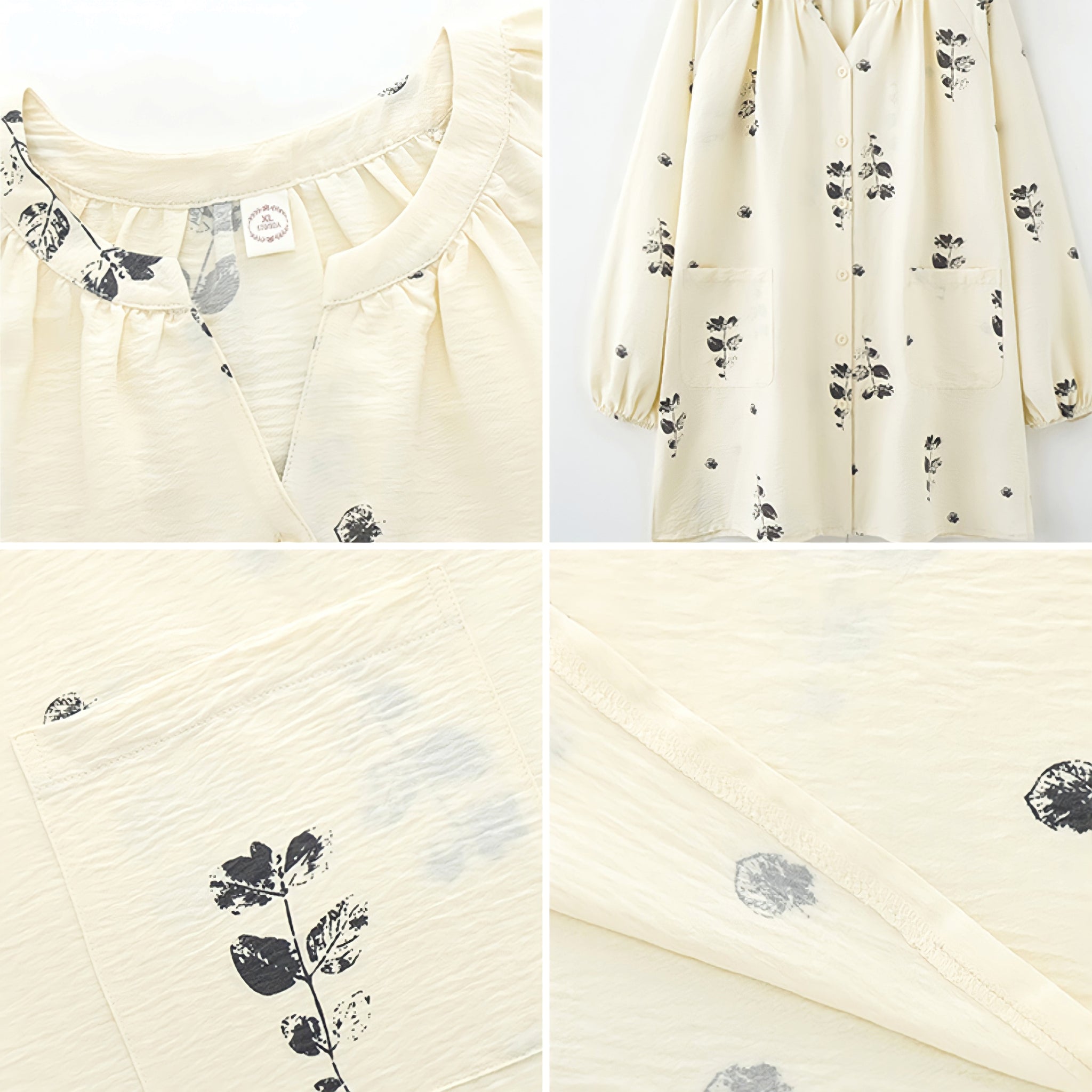 パッド付フラワープリントルーズシルエットパジャマ