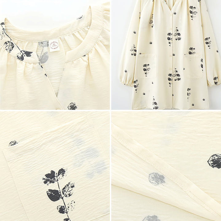 パッド付フラワープリントルーズシルエットパジャマ