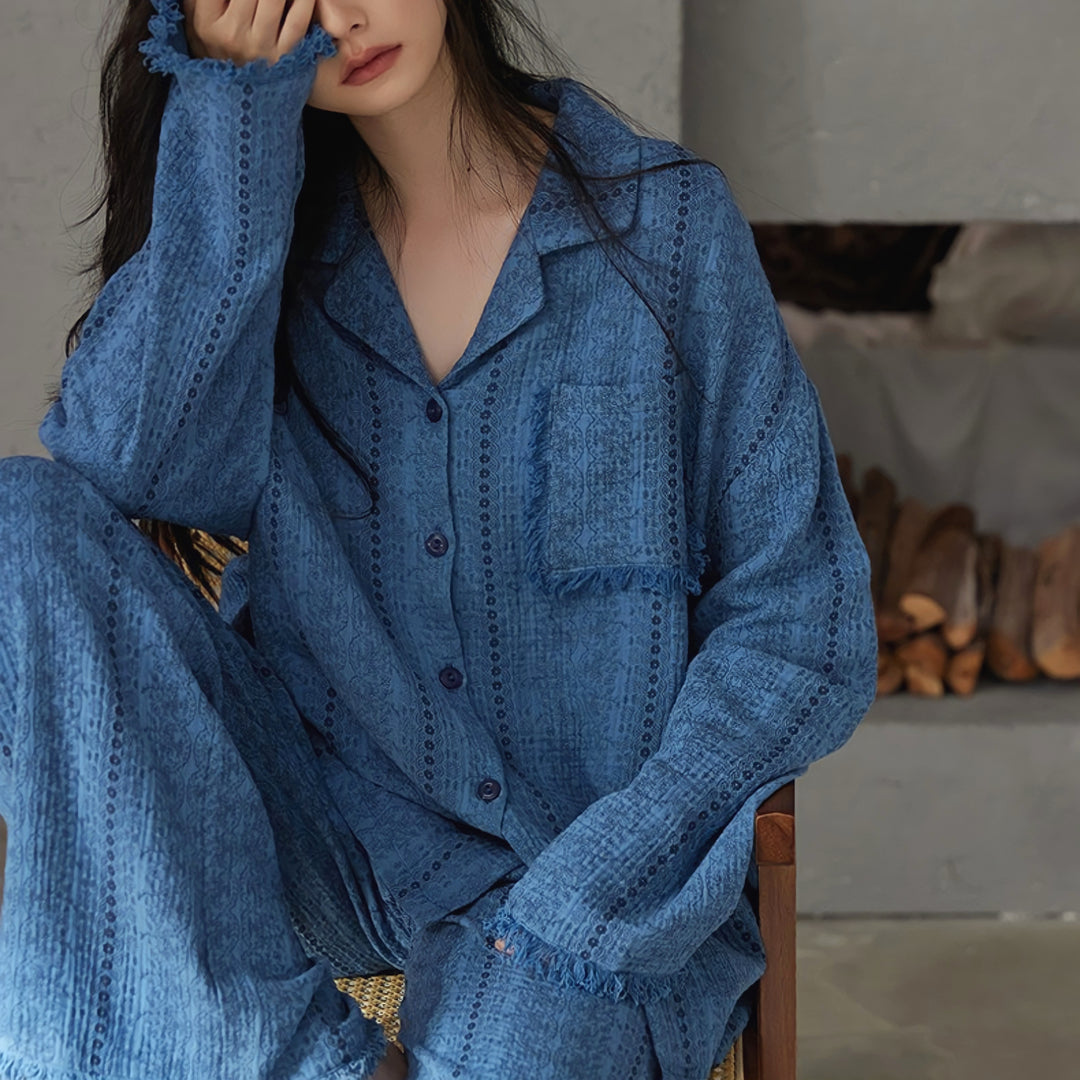 ピュアコットンレースフリンジパジャマ