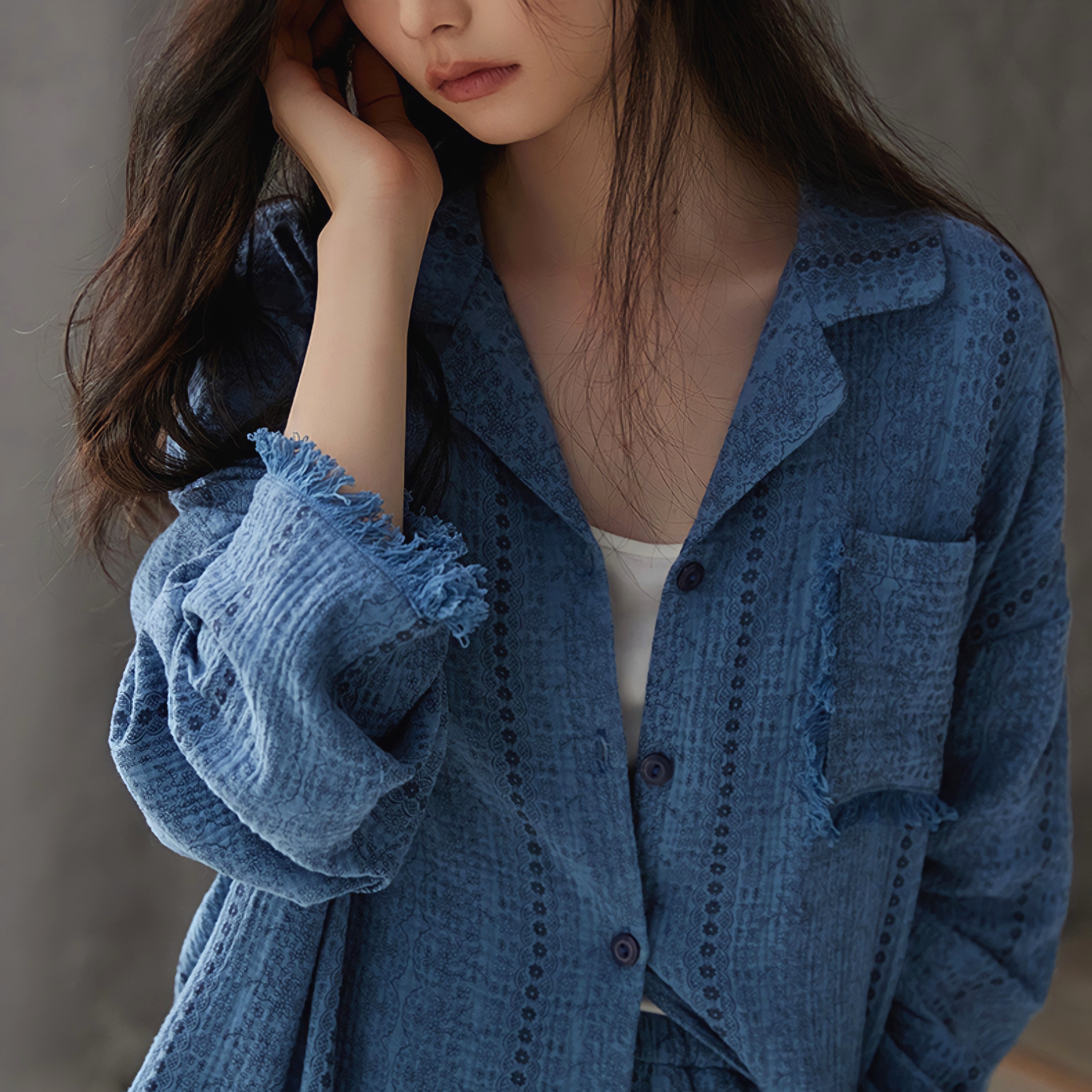 ピュアコットンレースフリンジパジャマ