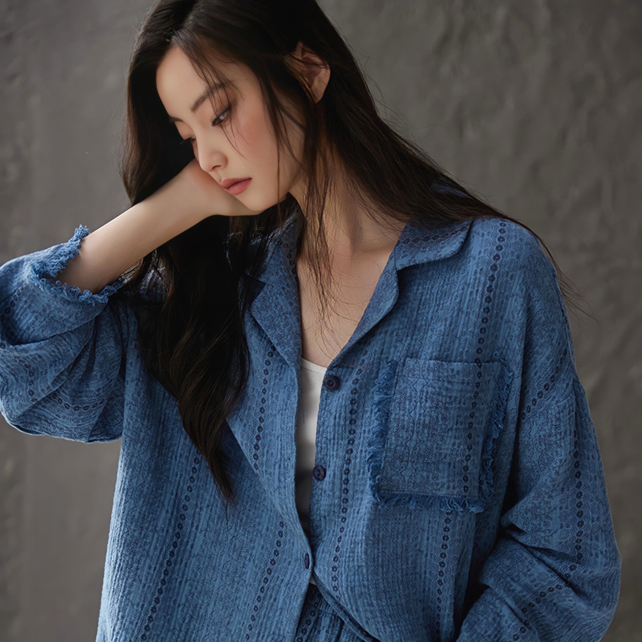 ピュアコットンレースフリンジパジャマ