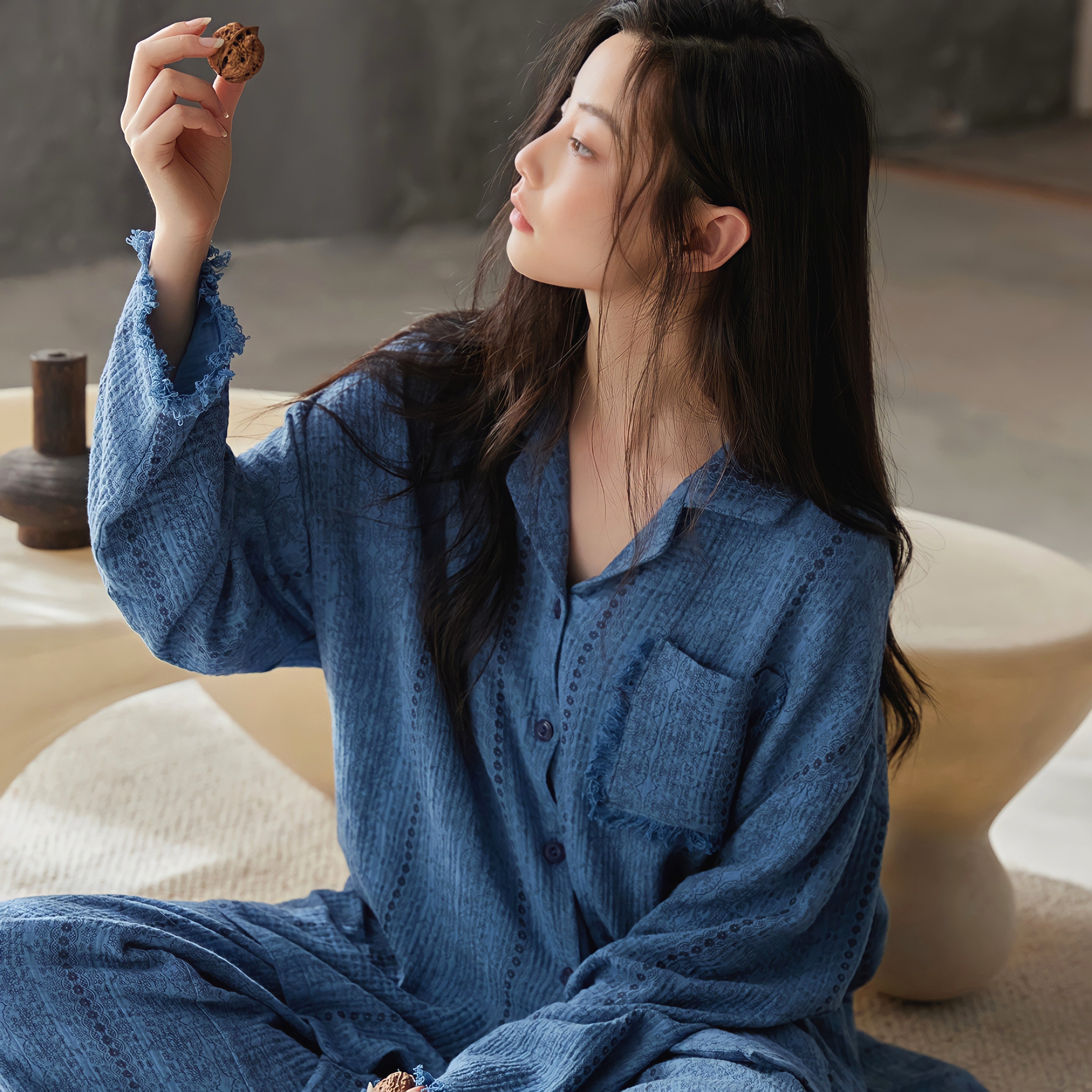 ピュアコットンレースフリンジパジャマ