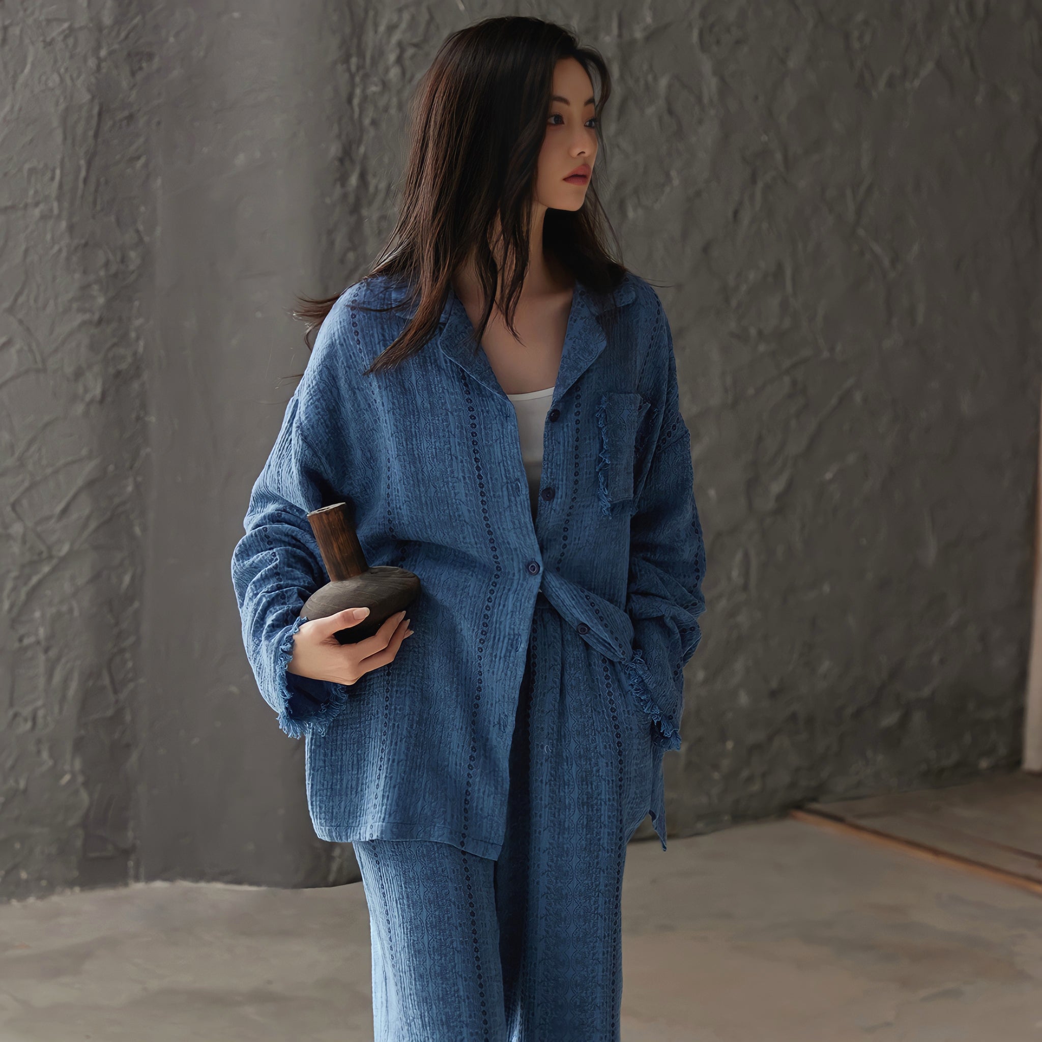 ピュアコットンレースフリンジパジャマ