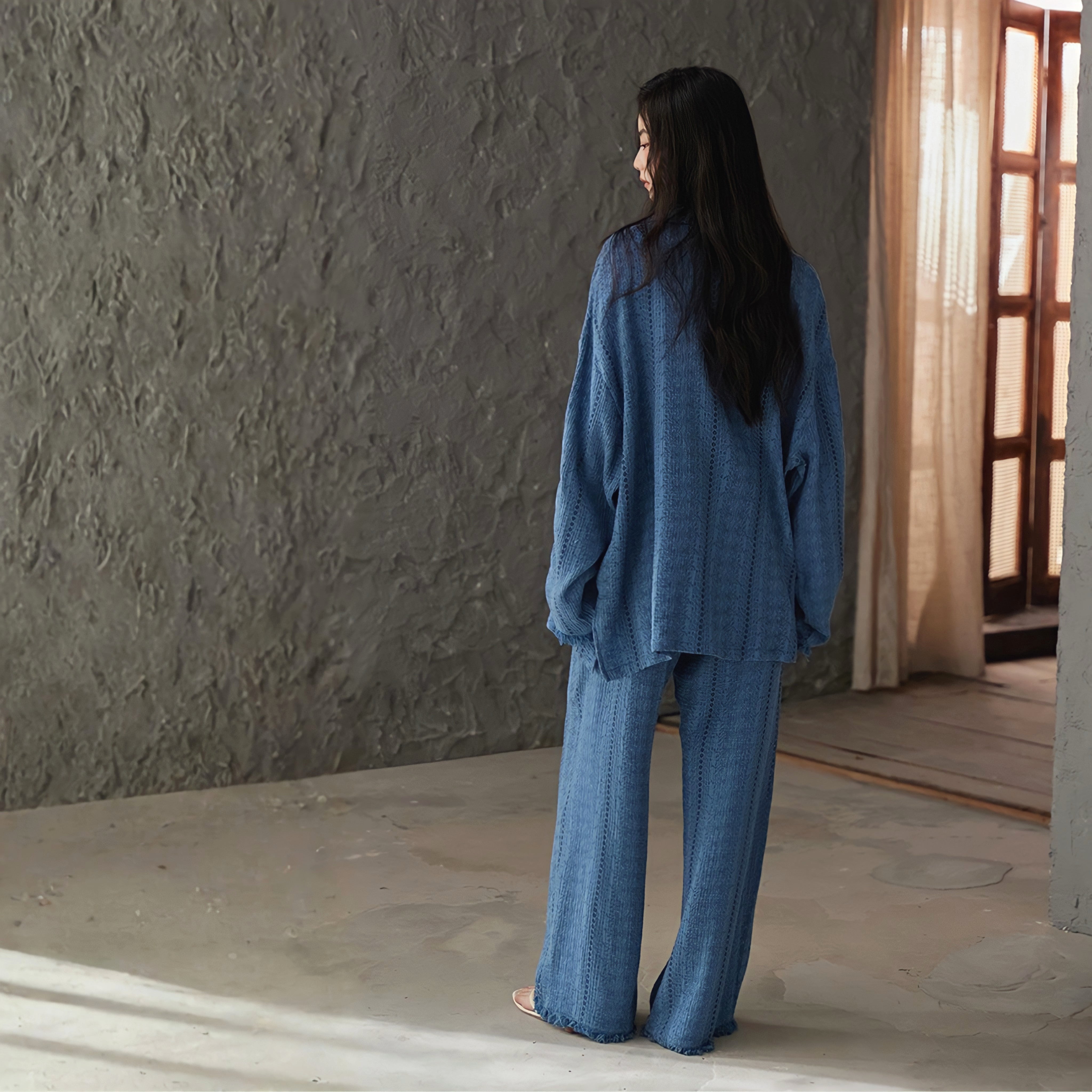 ピュアコットンレースフリンジパジャマ