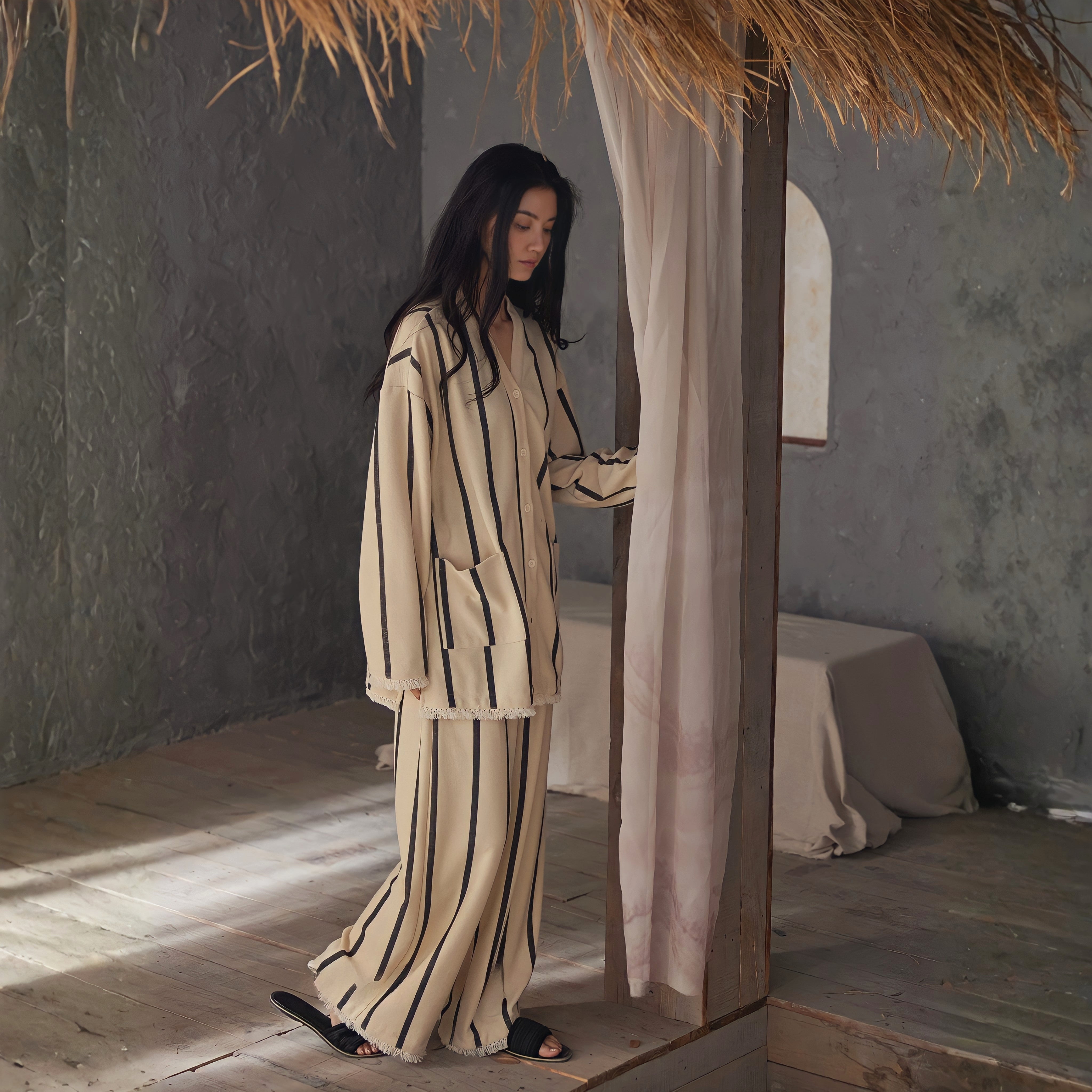 ストライプフリンジパジャマ