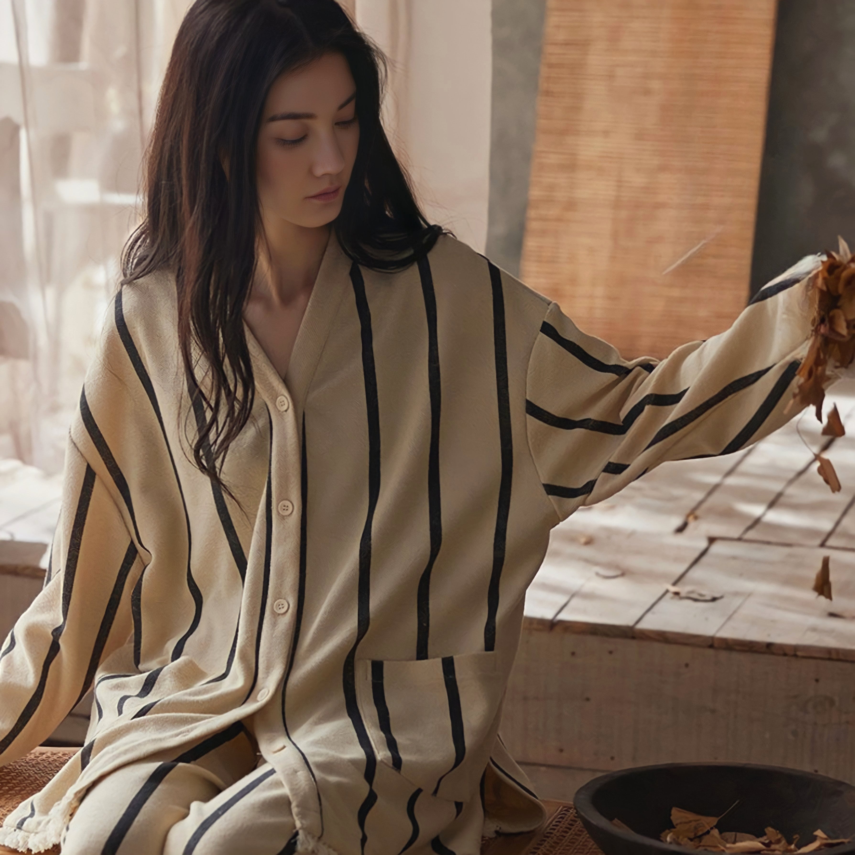 ストライプフリンジパジャマ