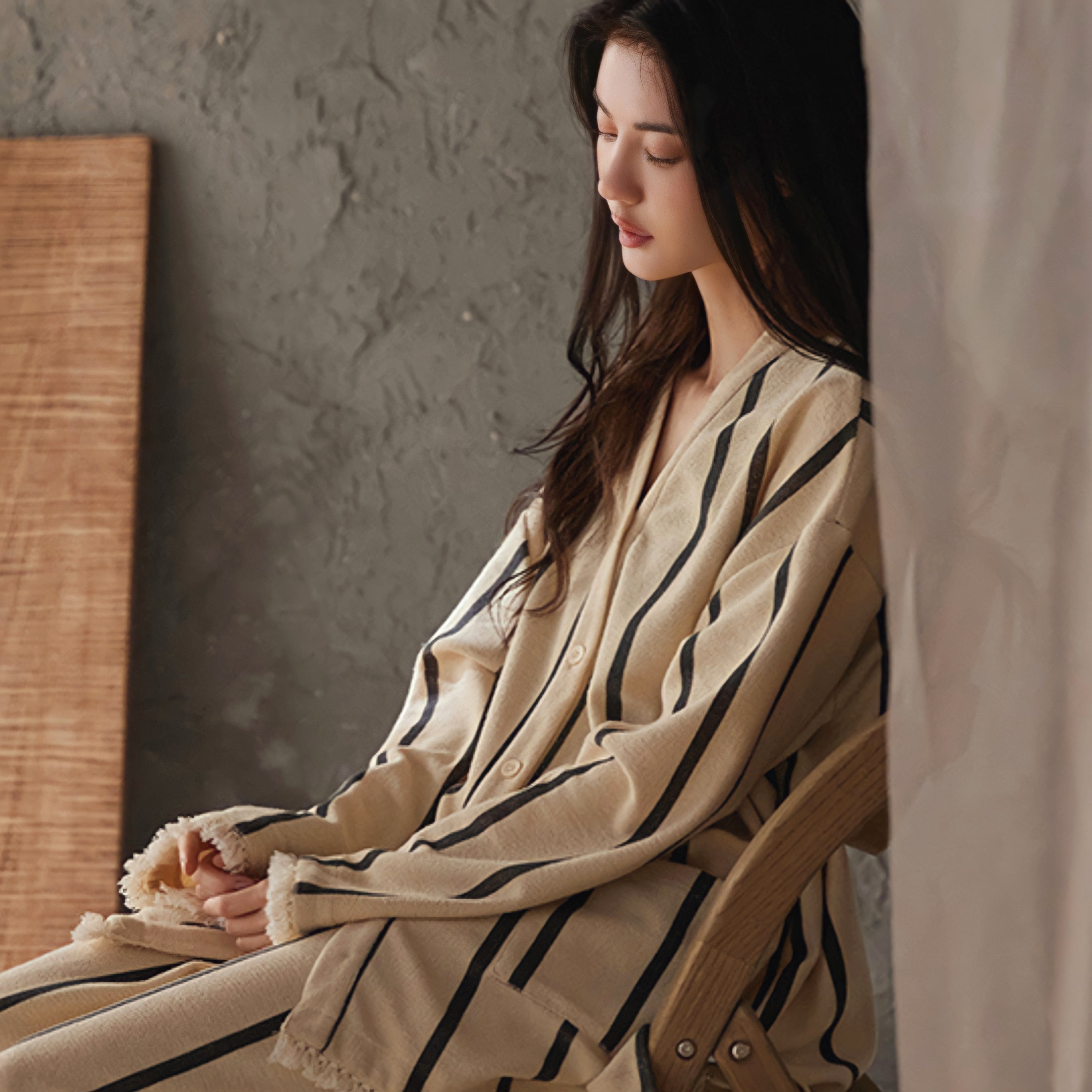 ストライプフリンジパジャマ