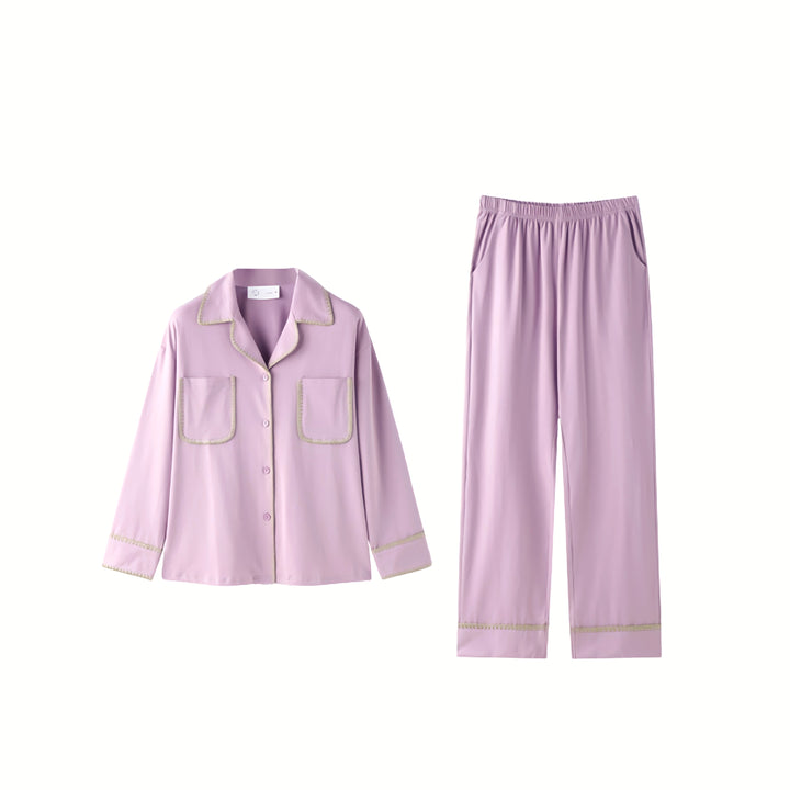 ソフトライトパープルステッチデザインパジャマ