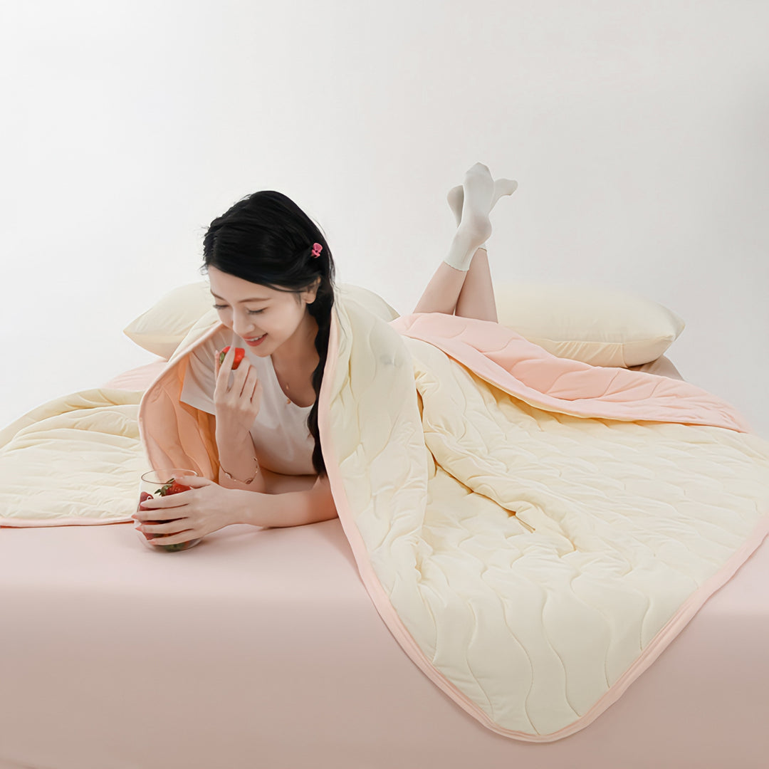 Double Color Cool Quilt Custard Pink