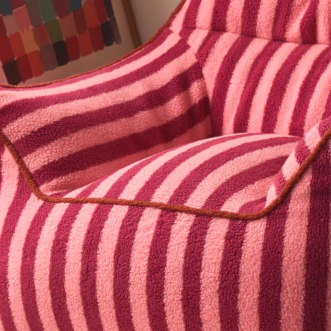 カラフルフリースストライプシングルソファ