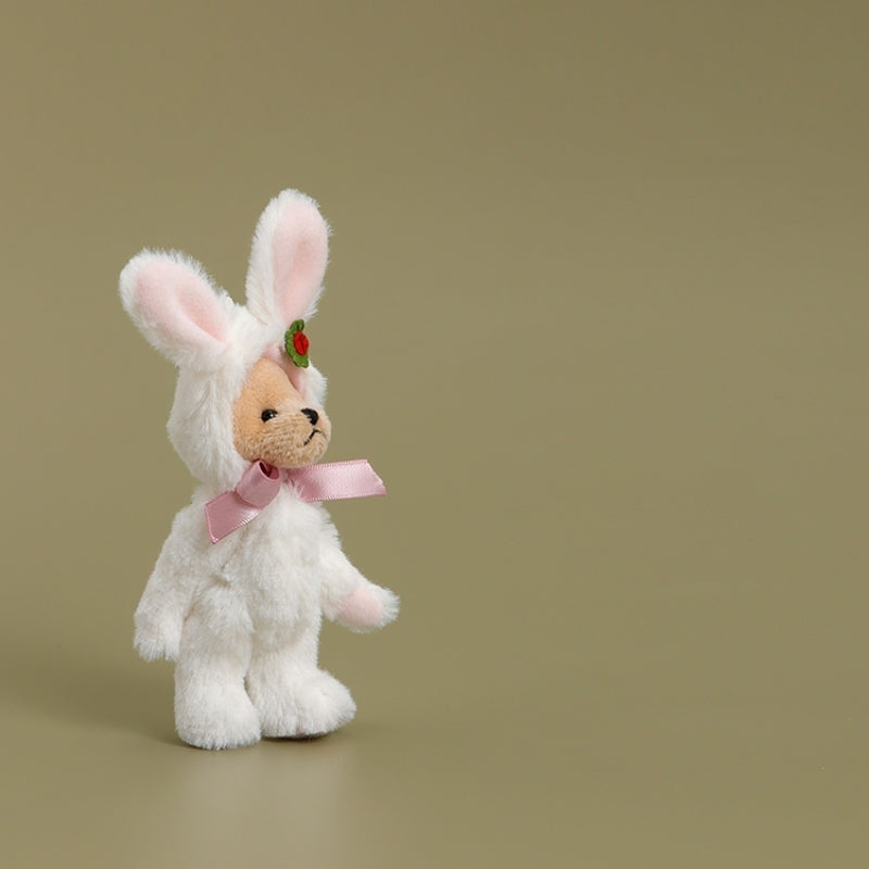ホワイトウサギ テディベア キーホルダー / White rabbit teddy bear