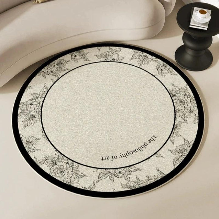 クリーム色ラウンドラグマット カーペット フロアマット / Cream round rug carpet floor mat - kocol