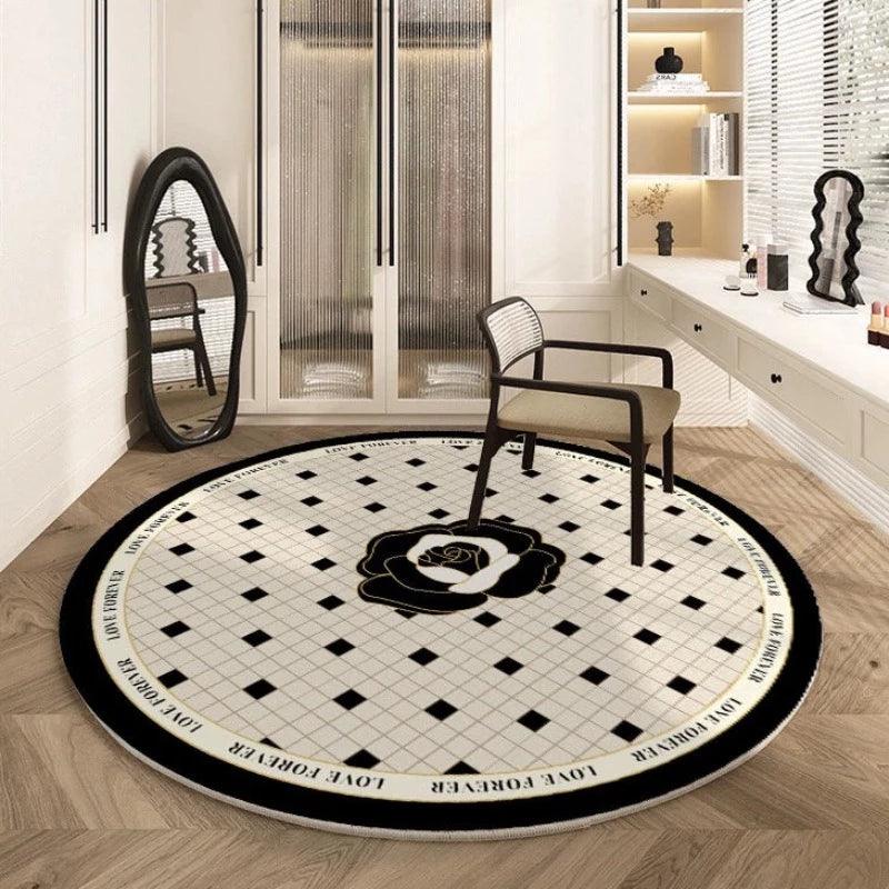 クリーム色ラウンドラグマット カーペット フロアマット / Cream round rug carpet floor mat - kocol