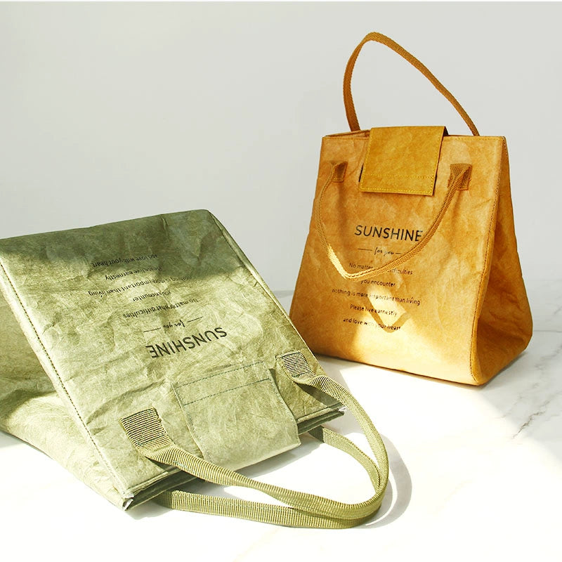 防水クラフト紙ランチボックスバッグ / Waterproof craft paper lunch box bag - kocol