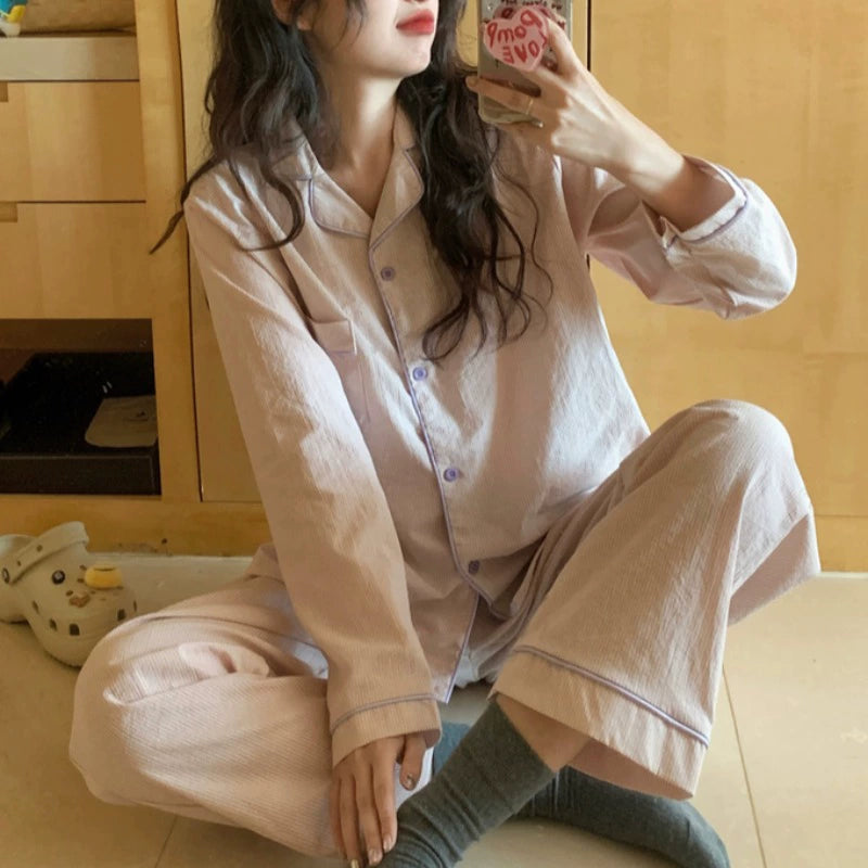 ストライプ長袖パジャマ / Stripe Long Sleeve Pajamas - kocol